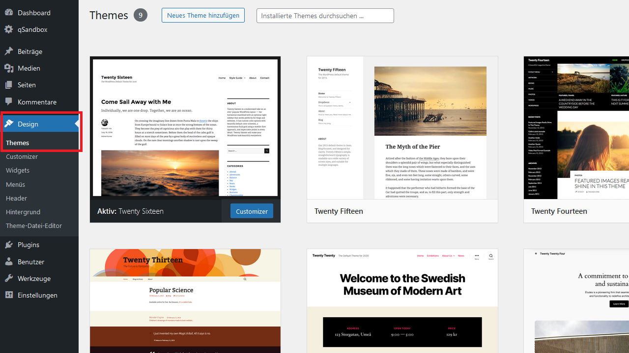 Wordpress Themes löschen