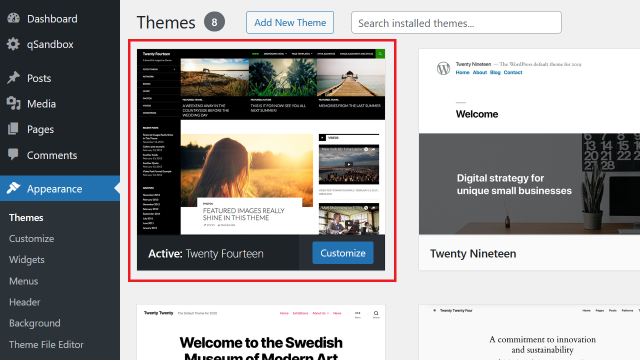 Change WordPress theme