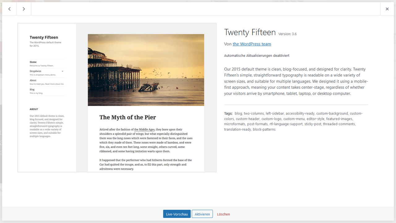 Wordpress inaktive Themes löschen