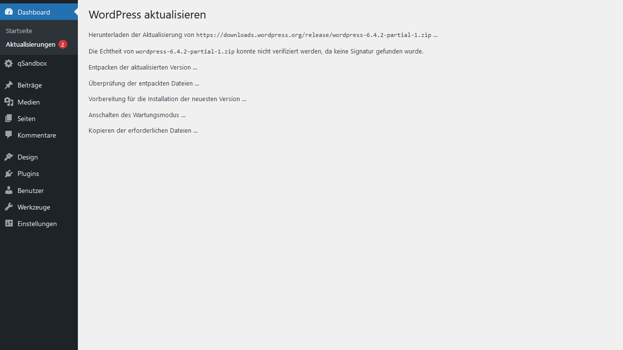 WordPress updaten