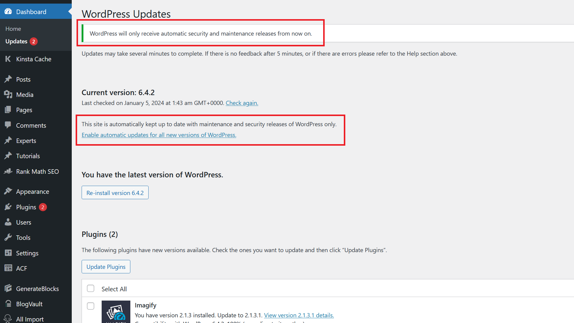 WordPress Updates