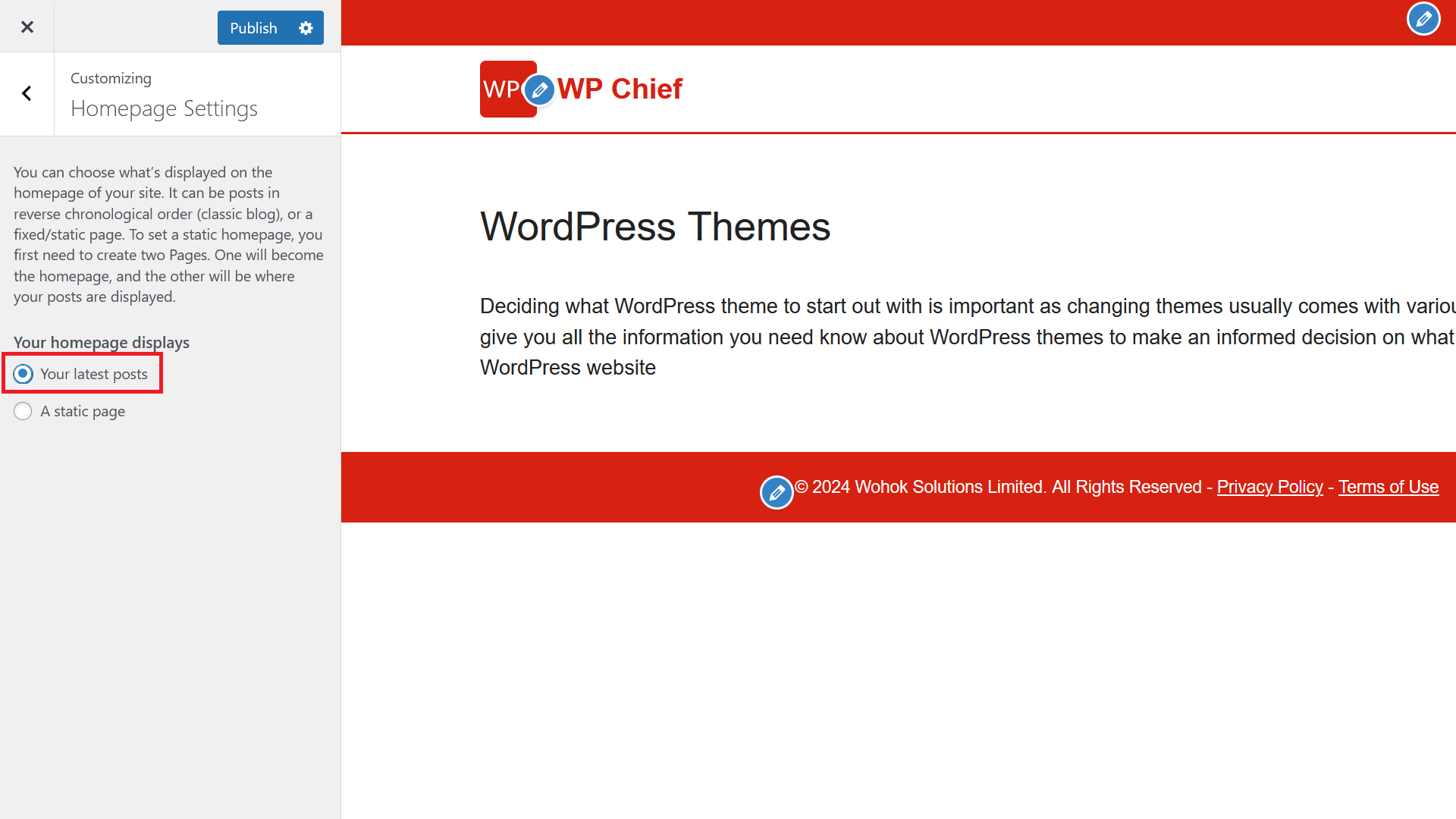 how-to-change-front-page-in-wordpress