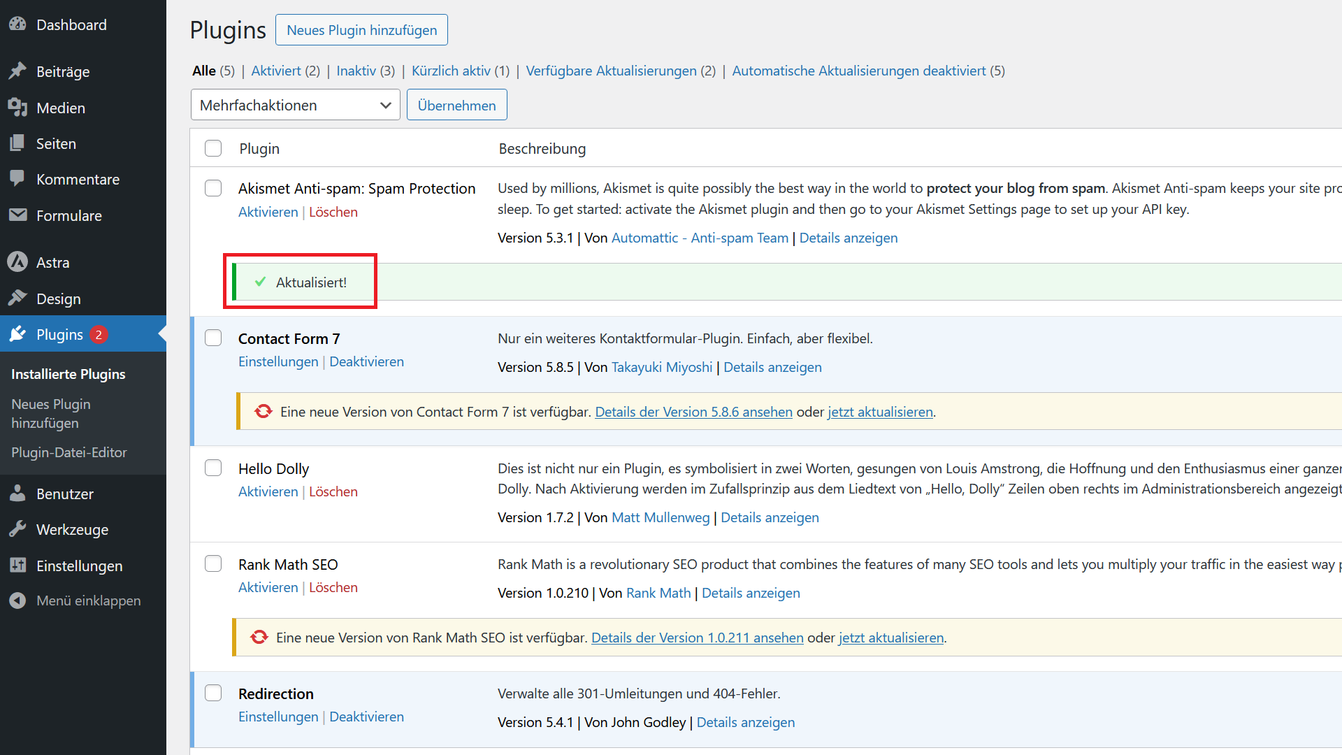 WordPress Plugins Automatisch Aktualisiseren