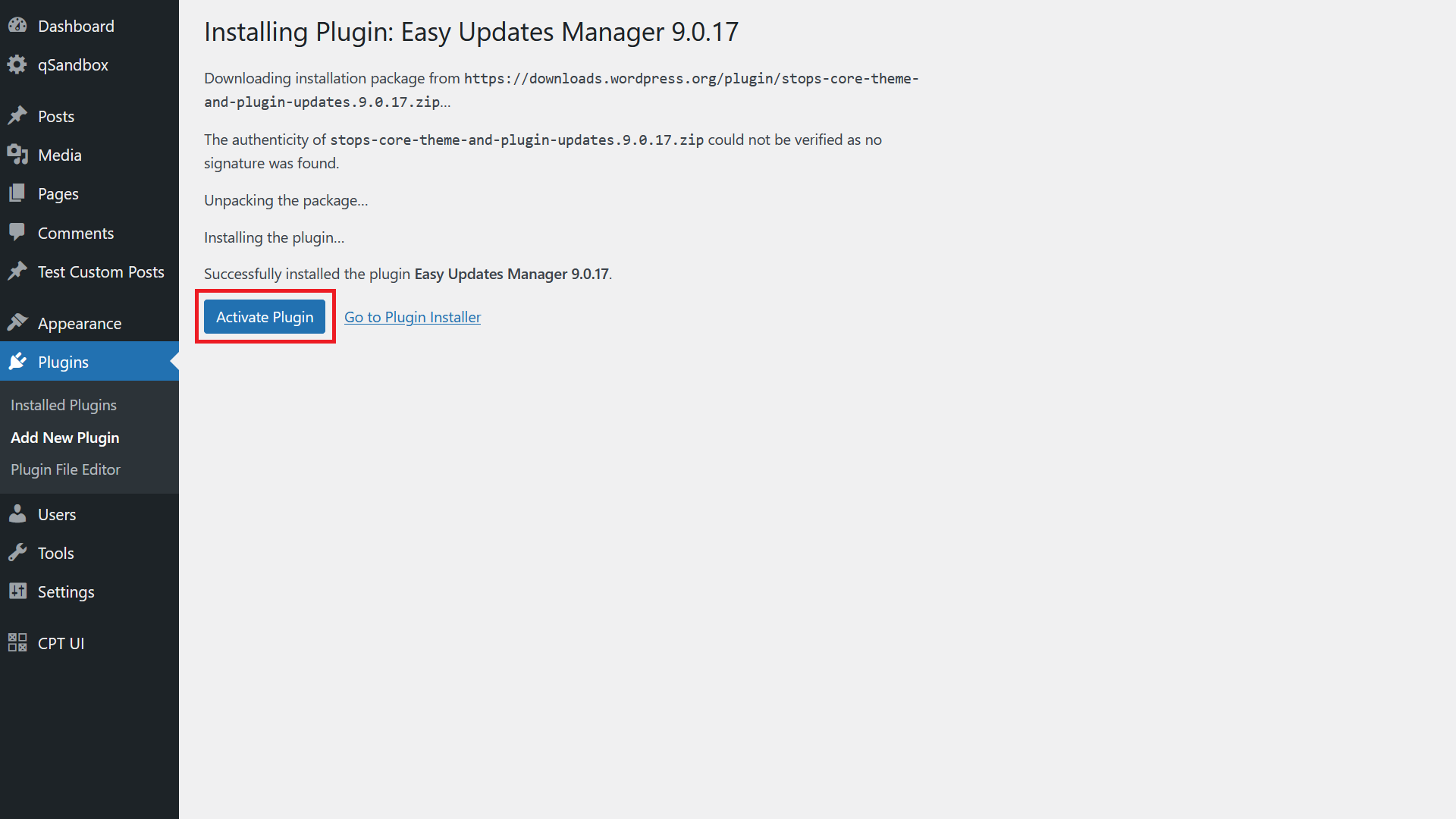 WordPress Disable Automatic Updates