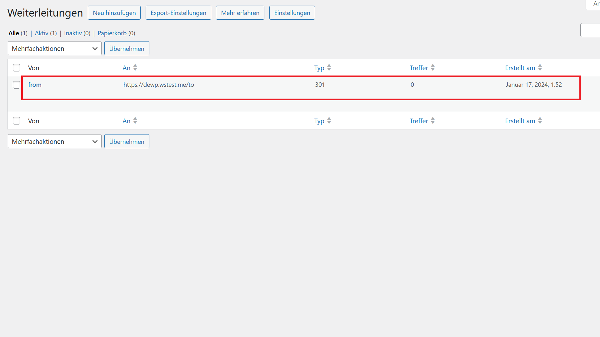 301 Weiterleitung WordPress