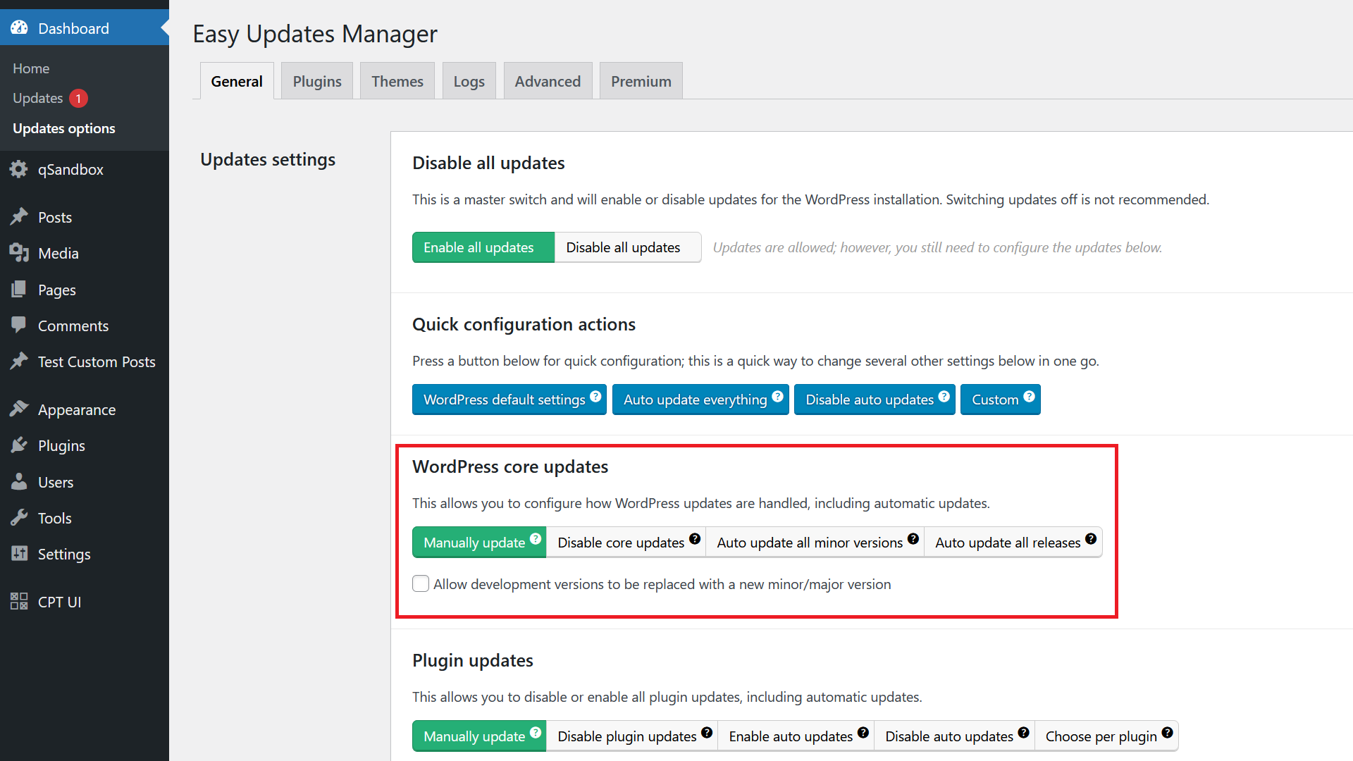 WordPress Deactivate Automatic Updates