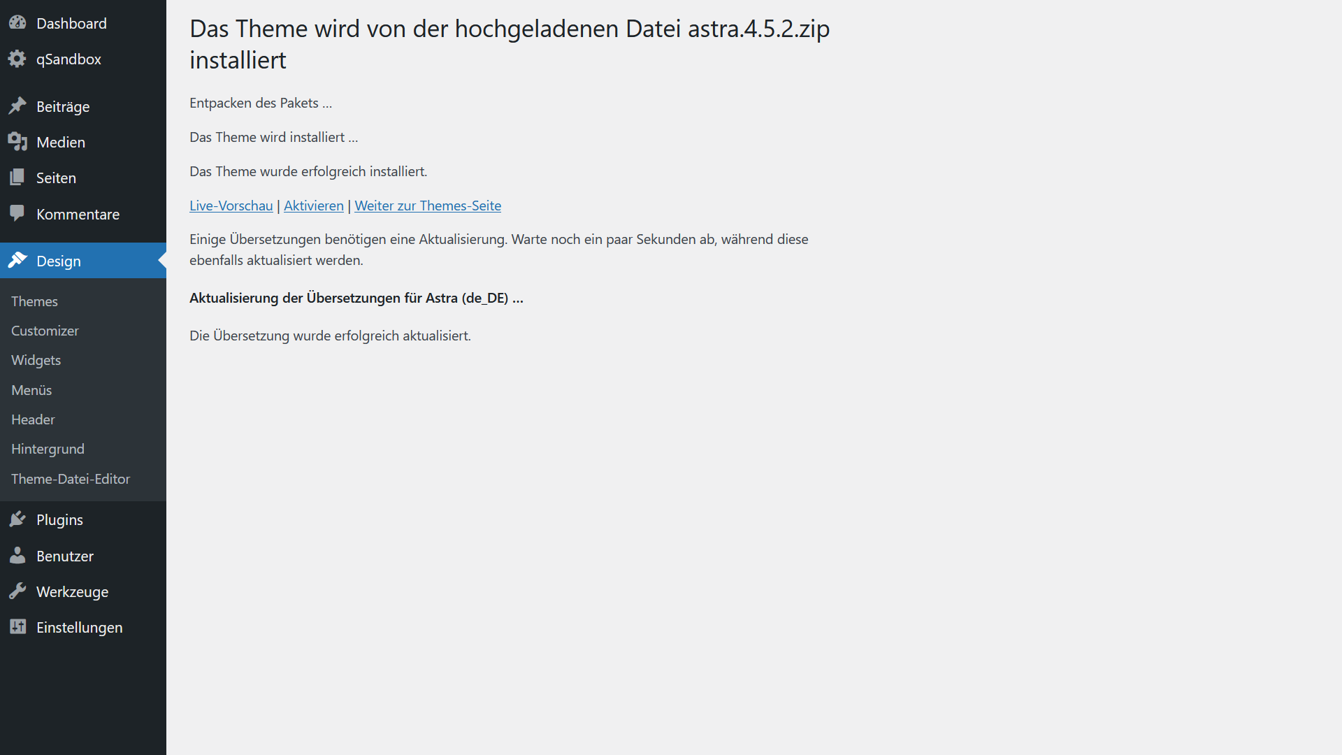 WordPress Theme ZIP Installieren