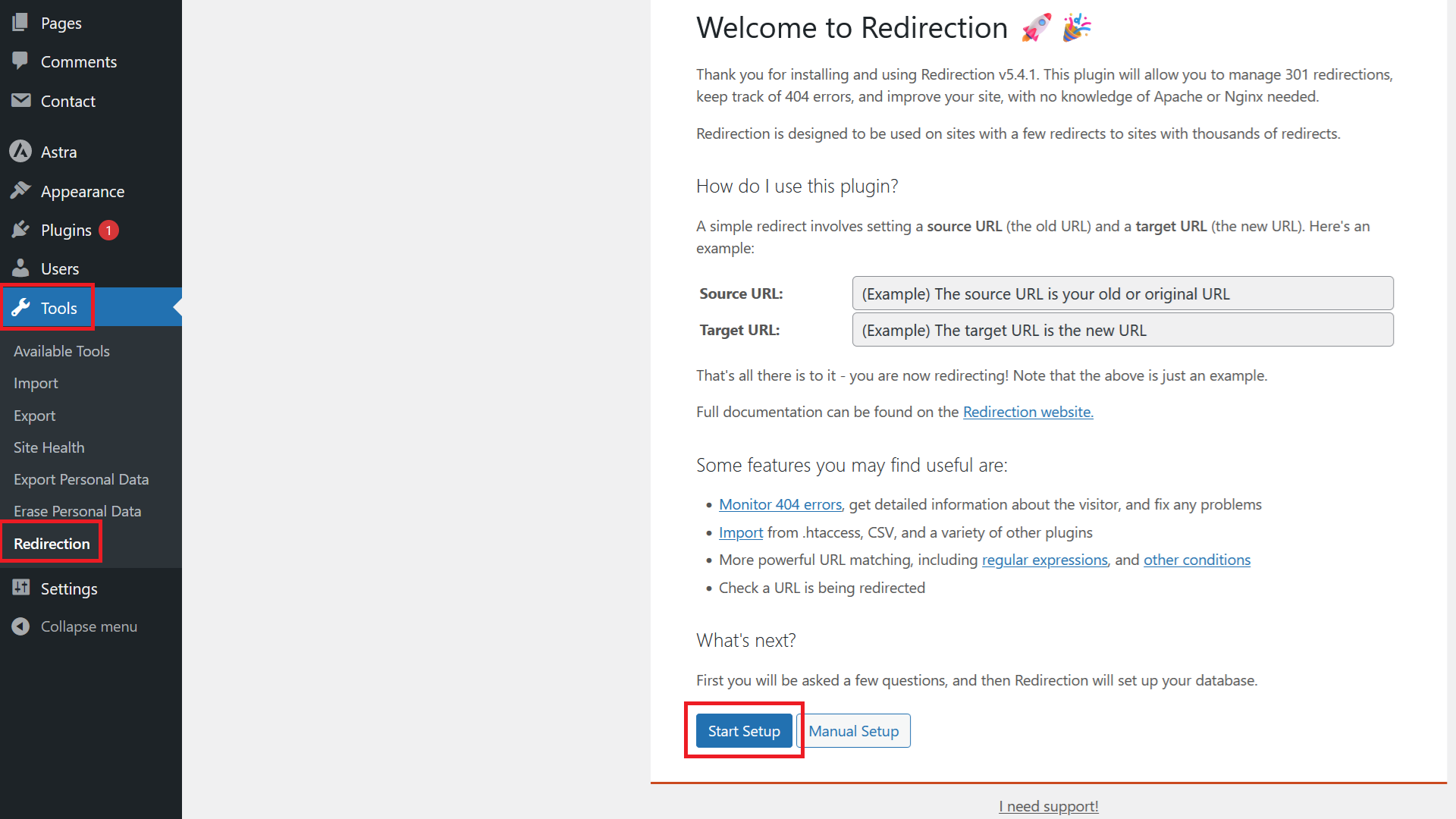 WordPress Page Redirect