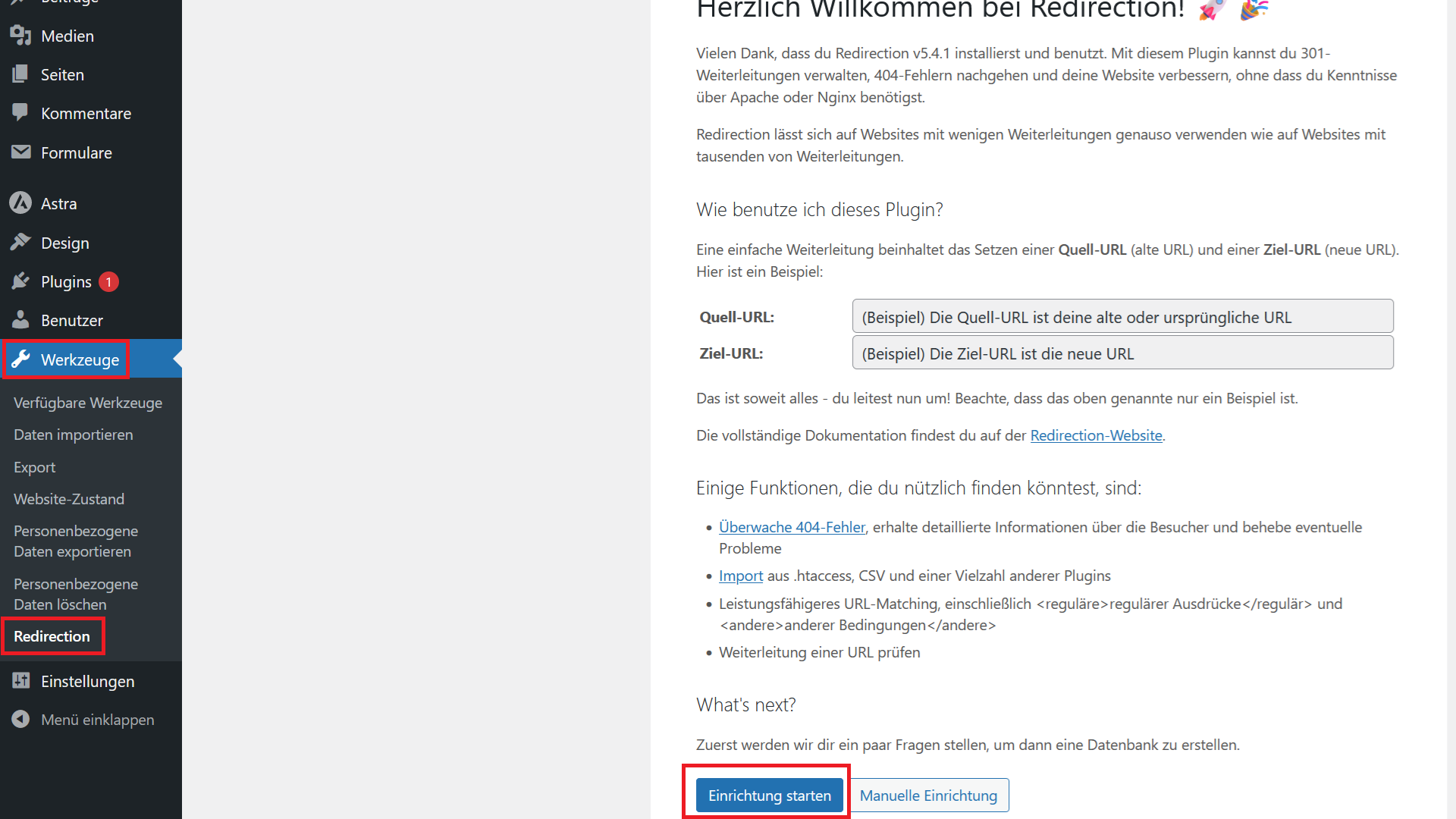 WordPress Weiterleitung Plugin